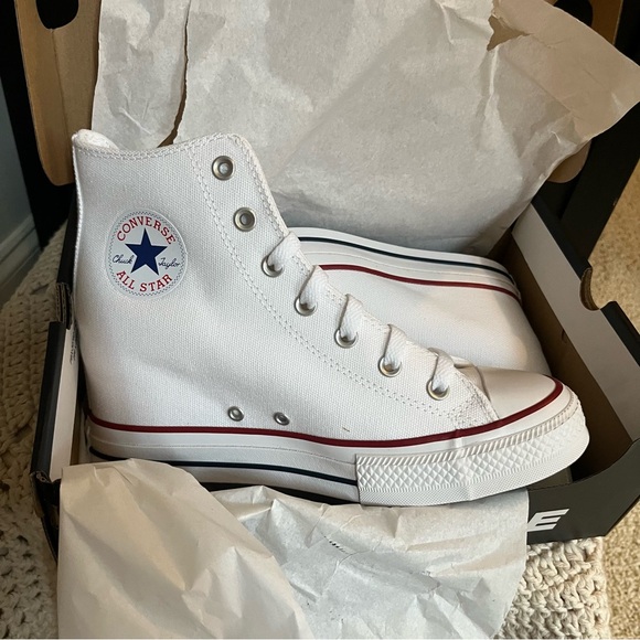 NIB Converse Chuck Taylor All Star White Wedge Platform Hi Top Shoes Women's 9.5 - Picture 4 of 11